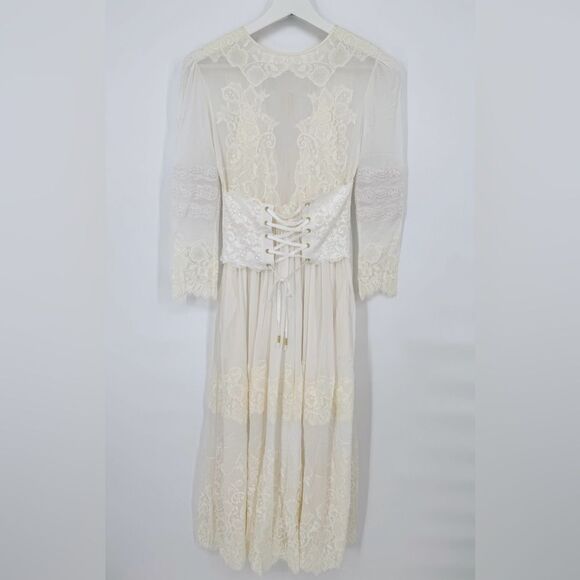 Free People We are HAH Hidden Gem Dress in Walking On Eggshells Cream New XS - Picture 6 of 12